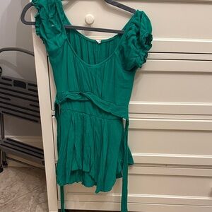 Altar'd State Teal Ruffled Jumpsuit